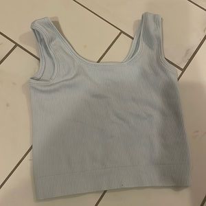 Athleta Girl blue rise above ribbed crop tank